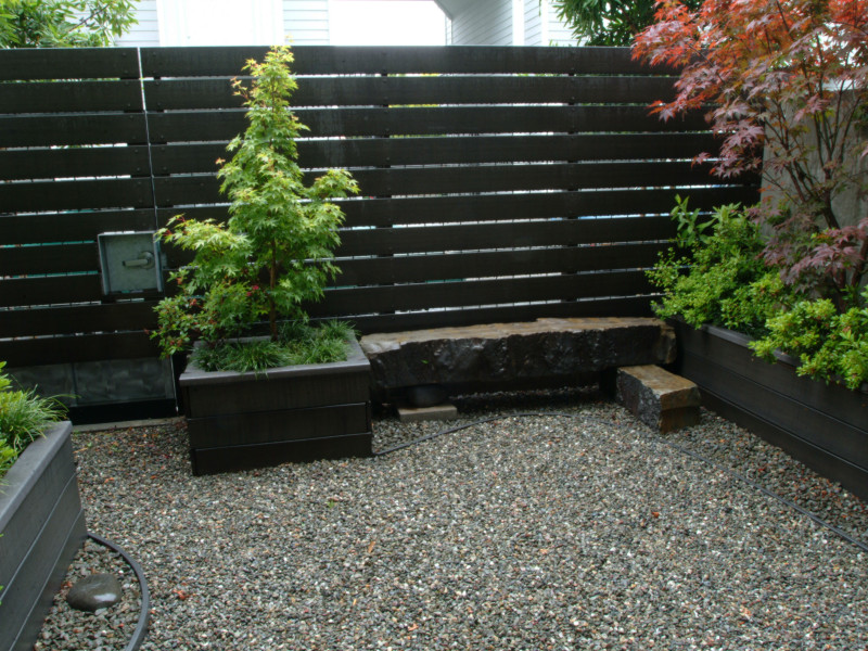 Stone Bench, Trex Fence