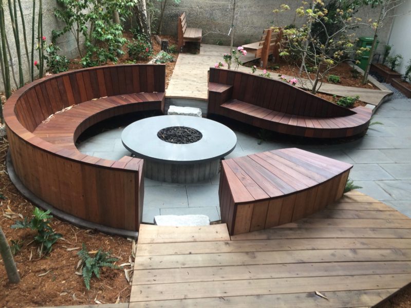 rounded benches
